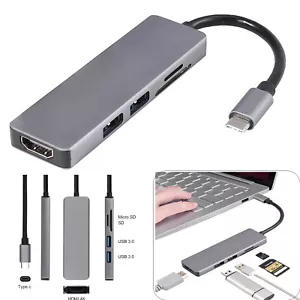 5-in-1 USB-C Hub 3.0 4K HDMI SD/TF Card Reader Multi-Port Adapter Laptop iPad - Picture 1 of 8