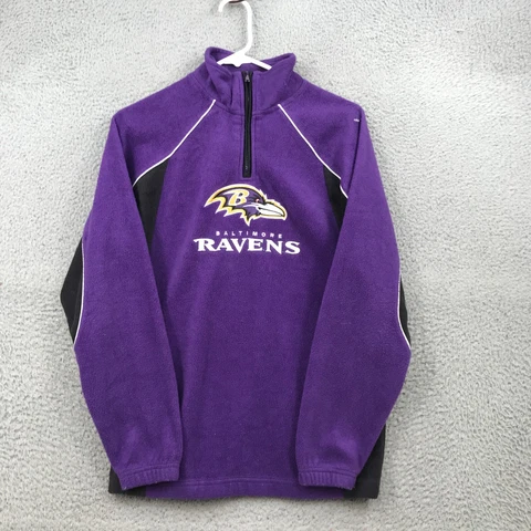 Reebok Sweater Boys Large Purple Baltimore Ravens NFL 1/4 Zip Pullover 32030 Cover