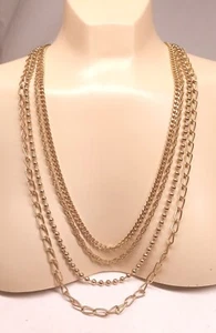 34" 4 STRAND GOLD TONE CHAIN - NICE! - MINT CONDITION - Picture 1 of 2