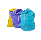 3 x Commercial Laundry Linen Bag with Drawstring &  Lugs: Purple, Blue & Yellow|