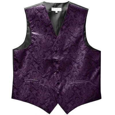 New Men's Formal Tuxedo Vest Waistcoat only paisley dark purple wedding 5XL 6XL - Image 1 of 3