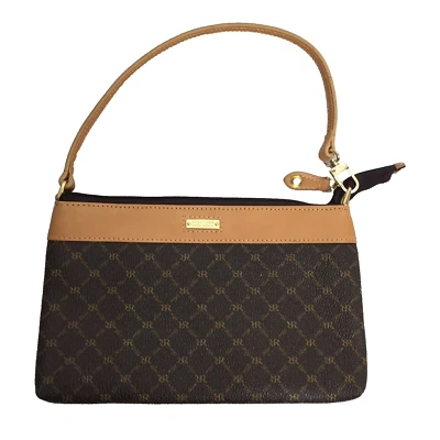 Rioni Signature Brown Canvas Leather Wristlet Bag With Strap NEW No Tags - Image 1 of 4