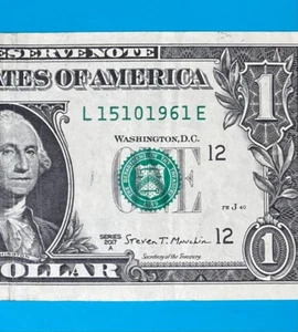 15 October 1961 : L 15101961 E $1 One Dollar Bill BIRTHDAY Note - Picture 1 of 3