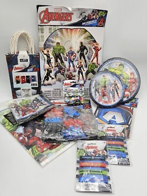 Lot New Marvel Avengers Birthday Party Supplies Tableware Set Decorations Prizes - Image 1 of 4