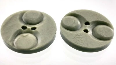 Vintage Carved Bakelite Gray Color Garment Button 1.1in Set Of 2 Pattern 983A - Image 1 of 4