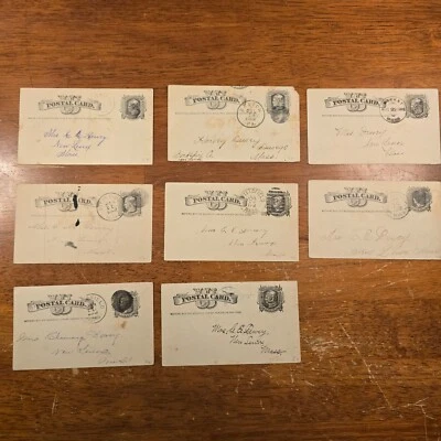 1880s Postal Card with Fancy Cancel Lot 8 Hand Written Addressed to One Family - Image 1 of 4