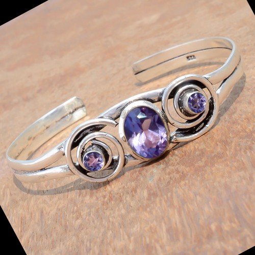 VALENTINO Bracciale in argento sterling 925 pietra preziosa ametista sfaccettata miglior regalo per famiglia