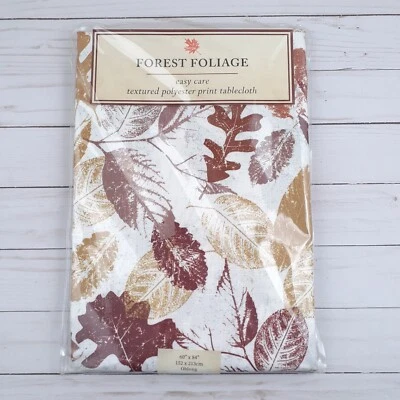 Fabric Tablecloth 60x84 Fall Leaves Easy Care Forest Foliage - Image 1 of 2