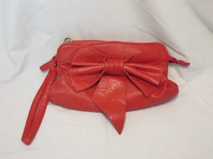 Rote Schleife Clutch Tasche Handtasche PVC Handgelenktasche Reißverschluss - Bild 1 von 4