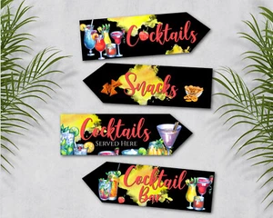 4 Cocktail Bar Party Decoration Signs Arrows - Picture 1 of 3
