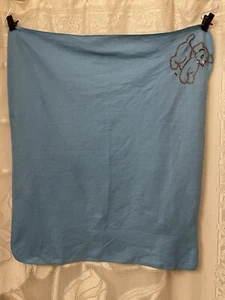 Vintage Baby Light Blue Embroidered Puppy Crib Blanket - Picture 1 of 2