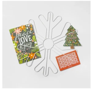Portatarjetas de Navidad Decoración BLANCO Copo de Nieve Metal Montaje en Pared - Imagen 1 de 1