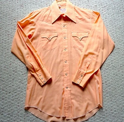 Camisa De Colección Western Fashions Para Hombres 18 Melocotón Perla A Presión Hecha en EE. UU. USADA EN EXCELENTE ESTADO 15.5 33 Foto 1 de 4