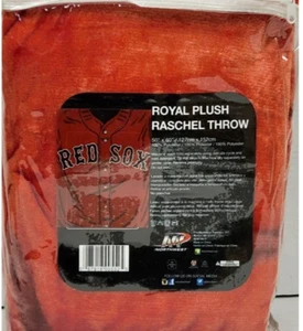 MLB Boston Red Sox 50" x 60" Royal Plush Raschel Throw Blanket, New - Picture 1 of 4