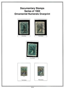1902 U.S. Documentary Ornamental O/P P/Set of 3 Sc#R190-2 Used SCARCE Note - Picture 1 of 3