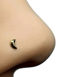 Gold Nasenstecker Mondsichel 9k 9kt Gold 22g (0,6mm) 6mm Gold Ohrstecker Kugelkopf Pin - Bild 1 von 12
