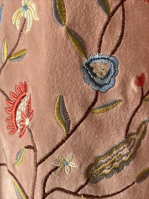 DIALOGUE  Pink 100% LEATHER SUEDE BLAZER Embroidered Flowers Jacket Large Xl - Image 1 of 4