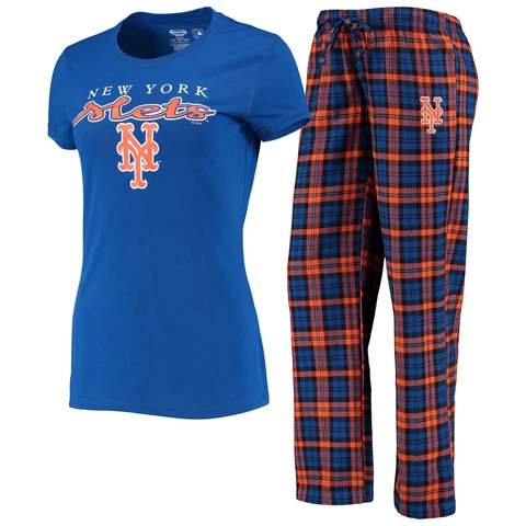 Women's Concepts Sport Royal/Orange New York Mets Lodge T-Shirt & Pants Sleep Cover