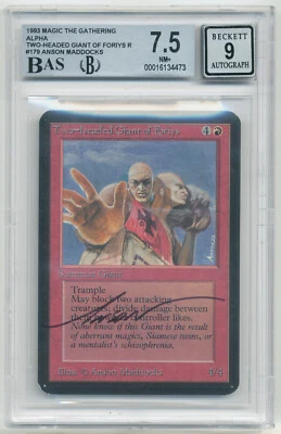 Graded Signed Two-Headed Giant of Foriys BGS 7.5 Alpha Artist Anson Maddocks MTG - Image 1 of 2