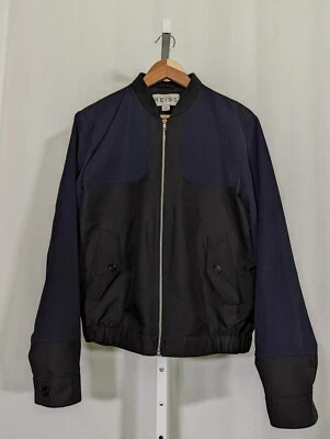 Chaqueta de bombardero de béisbol REISS con paneles balísticos azul marino negra Vulcan cremallera completa mediana Foto 1 de 4