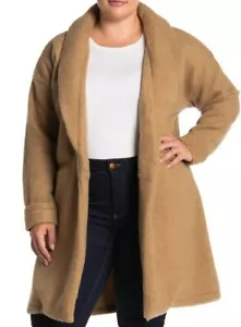 Giacca cappotto Bobeau collo sciallato boucle taglie forti 1x cammello nuovo con etichette $79,97 - Foto 1 di 3