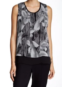 Blusa Top T Tahari Maisy Talla M Capas Floral Sin Mangas Ligera ¡Nueva con Etiquetas! Reg. $78 - Imagen 1 de 12