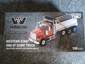 WESTERN STAR 4900 SF DUMP TRUCK RED/SILVER 1/50 MODEL BY DIECAST MASTERS 71067 - Picture 1 of 3