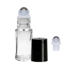 Botella de rodillo de vidrio de 5 ml, botella enrollable a granel, 1/6 oz, paquete de 48 rodillos de acero - Imagen 1 de 6
