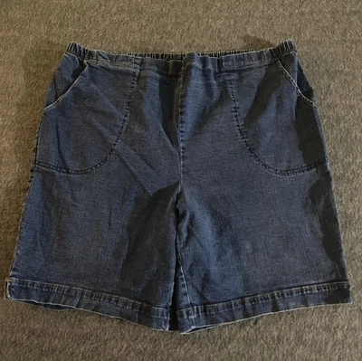 Pantalones Cortos Ciervo Blanco Para Mujer 3X 22W 24W Azul Denim Elastizados Pull On Informal Bolsillos Foto 1 de 4