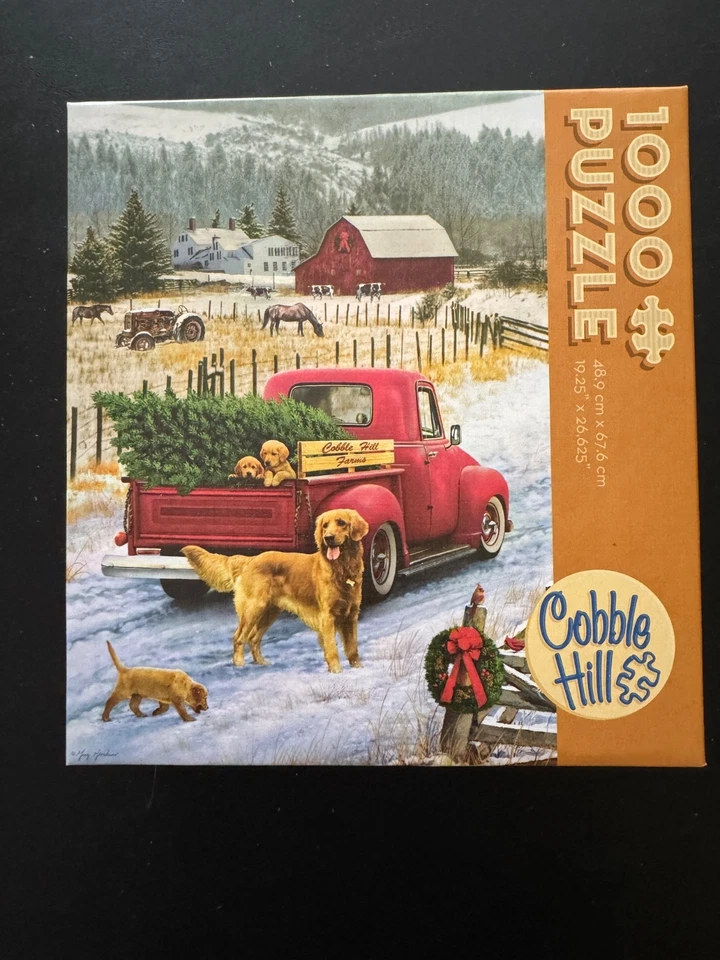 Cobble Hill 1000 Piece Puzzle Red Truck Golden Trevor Dogs COMPLETE - Изображение 1 из 1