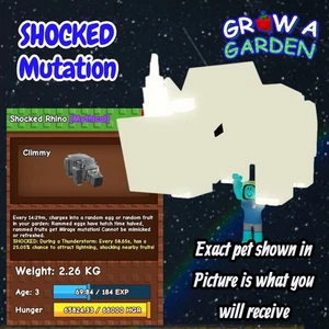 SHOCKED Rhino. Age/Weight Shown In Photo. Grow A Garden - Picture 1 of 1