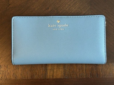 EUC Kate Spade New York Madison Large Slim Bifold Saffiano Leather Wallet Blue - Image 1 of 4