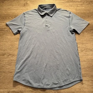 Bylt Polo Shirt Mens Medium Blue Drop Cut Lux Curve Hem Performance Stretch - Picture 1 of 8