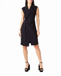 Nicole Miller Vivienne Crepe Sleeveless Coat Dress Very Black - Picture 1 of 36