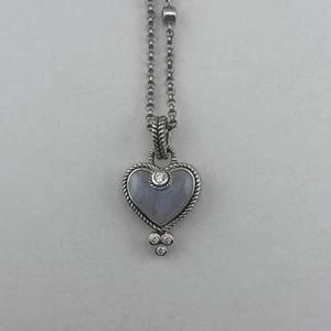 Collar Judith Ripka Plata de Ley 925 Estación Ágata Corazón - Imagen 1 de 5