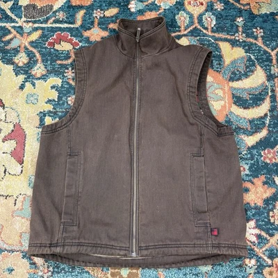 Chaleco Woolrich Marrón Lona Rayas Forrado de Vellón Para Hombre Cremallera Completa 22830 Talla Grande Foto 1 de 4