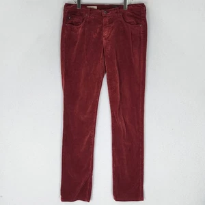 AG Pants Womens 31 Red Corduroy Stevie Slim Straight Casual Adriano Goldschmied - Picture 1 of 12