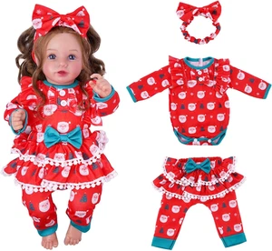 Juego de ropa de muñeca bebé renacido de Navidad de 3 piezas para muñecas de 17-22 pulgadas, traje de Santa  - Imagen 1 de 12