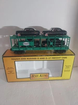 MTH 30-7682 O Gauge New York Central Auto Carrier with 4 Ertl 1949 Mercurys LN - Image 1 of 4