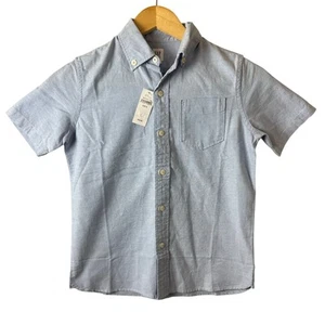New Gap Kids Button Down Dress Shirt Boys Size 6 7 Blue Short Sleeve Preppy - Picture 1 of 7