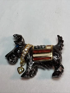 Christopher Radko Scottie Hund patriotische Flagge Brosche Anstecknadel ~ defekt ~ siehe Fotos - Bild 1 von 6
