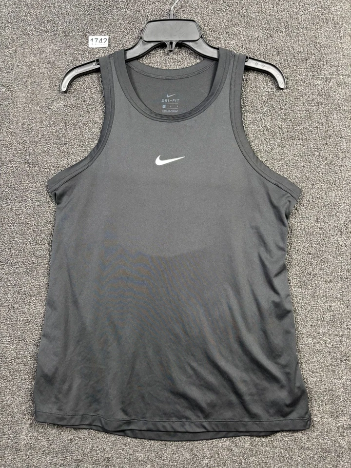 Nike Dry Fit Open Back Training Tank Top Womens Size L Black White 889079-010 - Image 1 of 4