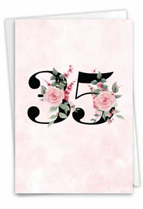 35th Milestone Birthday 5"x7" Greeting Card w/ Envelope (1 Card) Floral Age 35 - Picture 1 of 6