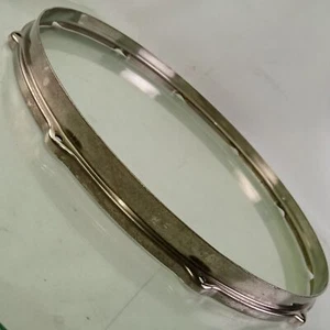 Leedy 16"10 Lug Caja Tambor Batería Borde/Aro Níquel Latón NOB Piso Tom De Colección Años 30 - Imagen 1 de 8