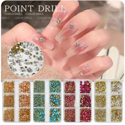 1 Box Point Back Round Crystal Gem Stones Foiled Czech Glass Diamante Rhinestone - Image 1 of 4