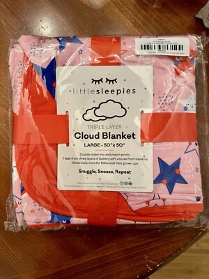 NUEVO EN CAJA Manta de bambú Little Sleepies rosa estrellas y rayas nube grande Foto 1 de 4
