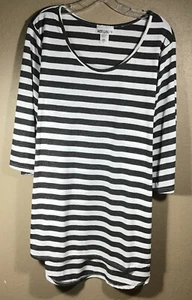 HOT GINGER 4XL Gray & White Hi-Low Hem 3/4 Sleeve Perfect Tee Tunic Top 2-16 - Picture 1 of 7