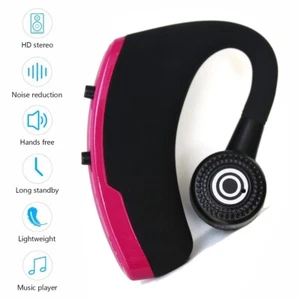 Universal Bluetooth Headset w/ Mic Music, for iPhone 8 7 6, All Smartphones, Red - Picture 1 of 5