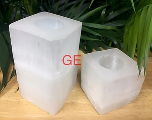 Selenite Candle holder Gift Set Square Tea Light Candleholder Crystal Gemstone.  - Picture 1 of 1