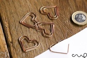 10 clips de papel oro rosa con clip de cobre para corazón encuadernación oficina artesanía escuela boda - Imagen 1 de 5